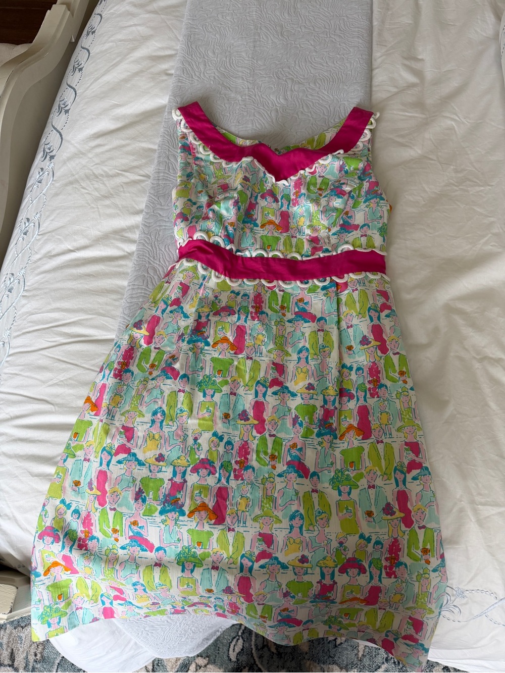 Lilly Pulitzer Women's Pink-Trim Multicolor Illustrated Cotton Dress